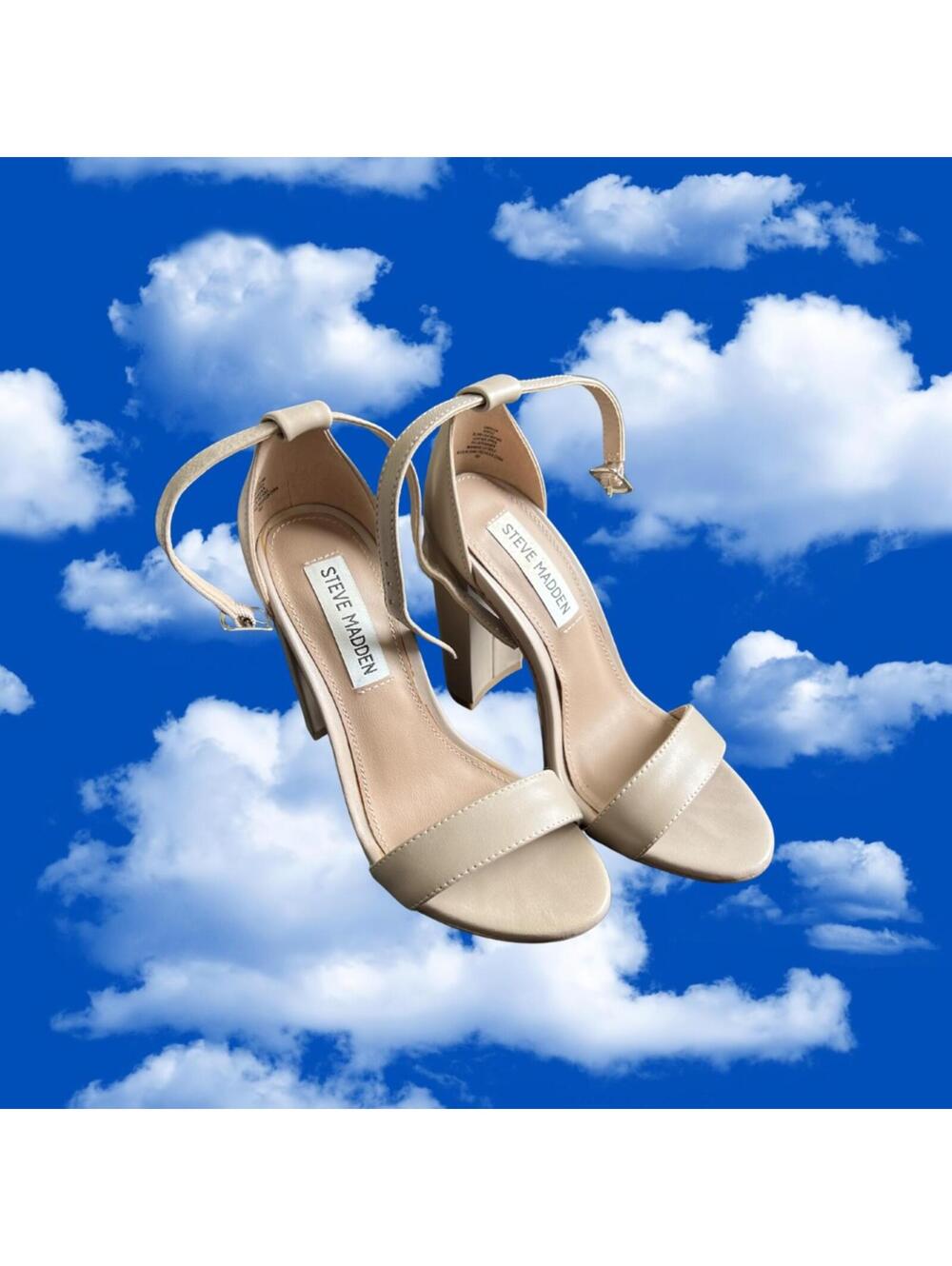Steve Madden Nude Ankle Strap Block Heel Sandals Women's 5